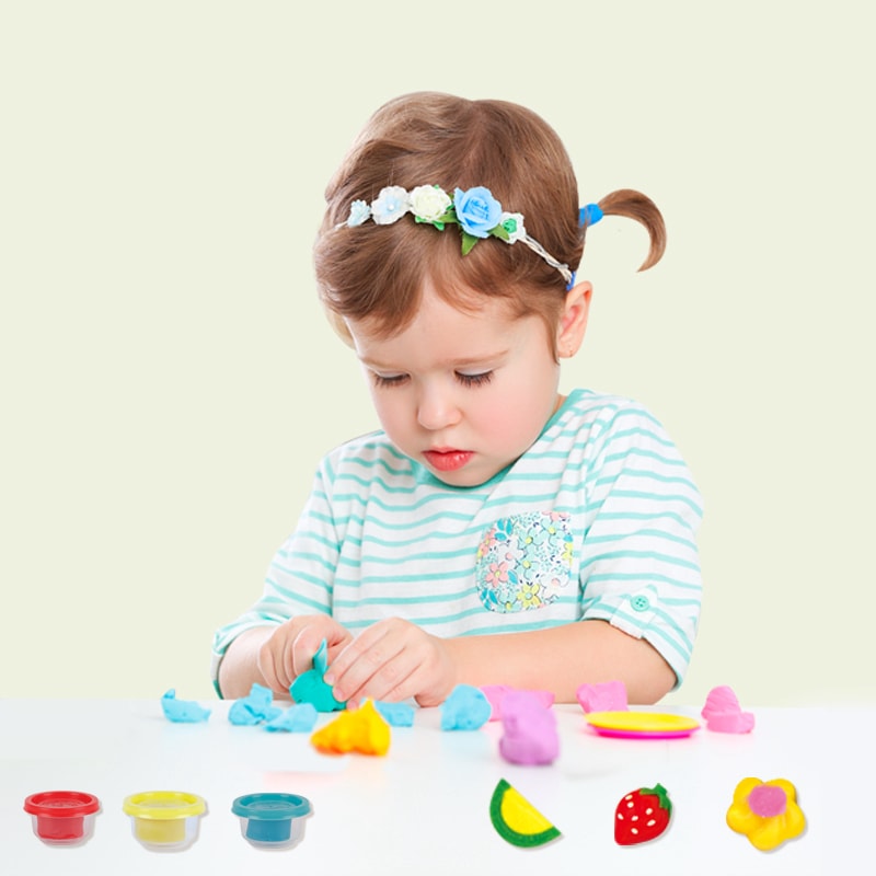 4 Tubs Gekleurde Plasticine en Modelleergereedschap Kit Kinderen Educatief DIY Wafel Maken Mold Play Dough Set voor kinderen Leeftijden ((6)