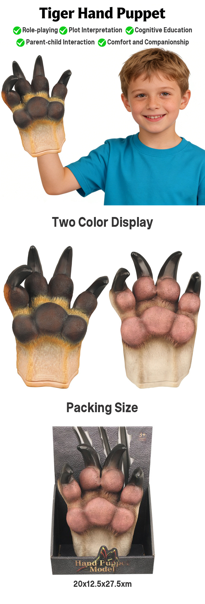 Tiger Paw Hand Puppet Toy