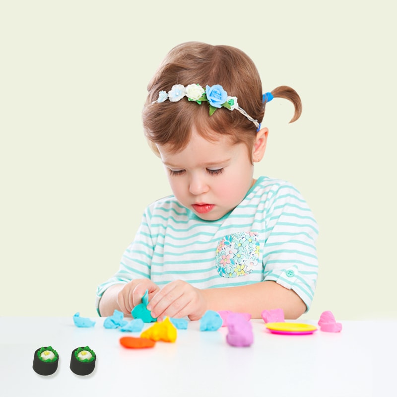 Մանկական Montessori Sushi DIY Clay Tool Kit Playdough Rollers and Cutters Ստեղծագործական գունավոր պլաստիլինե խաղալիքներ մանկական տղաների աղջիկների համար (5)